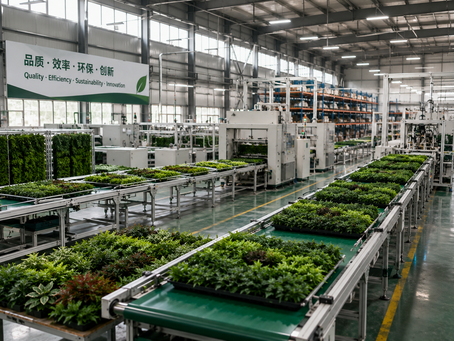 Manufacturing partners coordinating standardized artificial greenery production