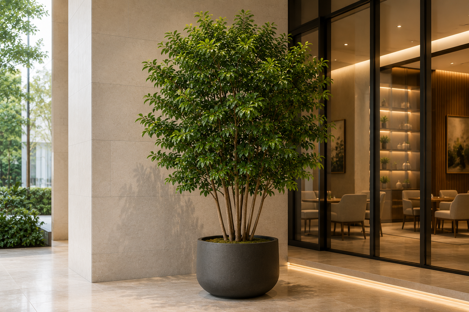 Artificial potted plants for commercial interiors