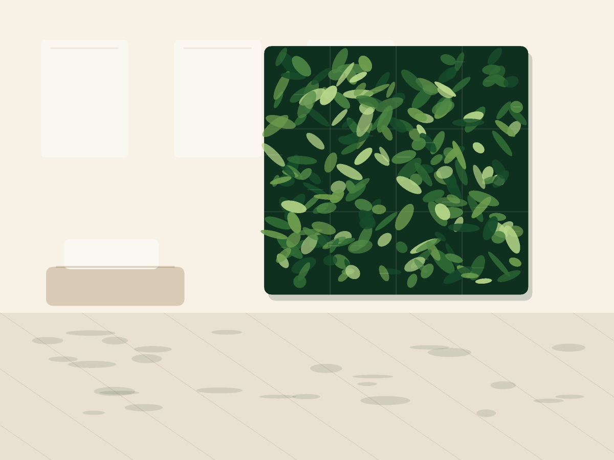 Hotel lobby with artificial green wall